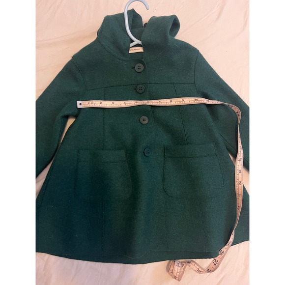 AnnTaranh Wool Green Hooded Coat Toddler Girls 2 Button Front Pocket - Picture 9 of 9